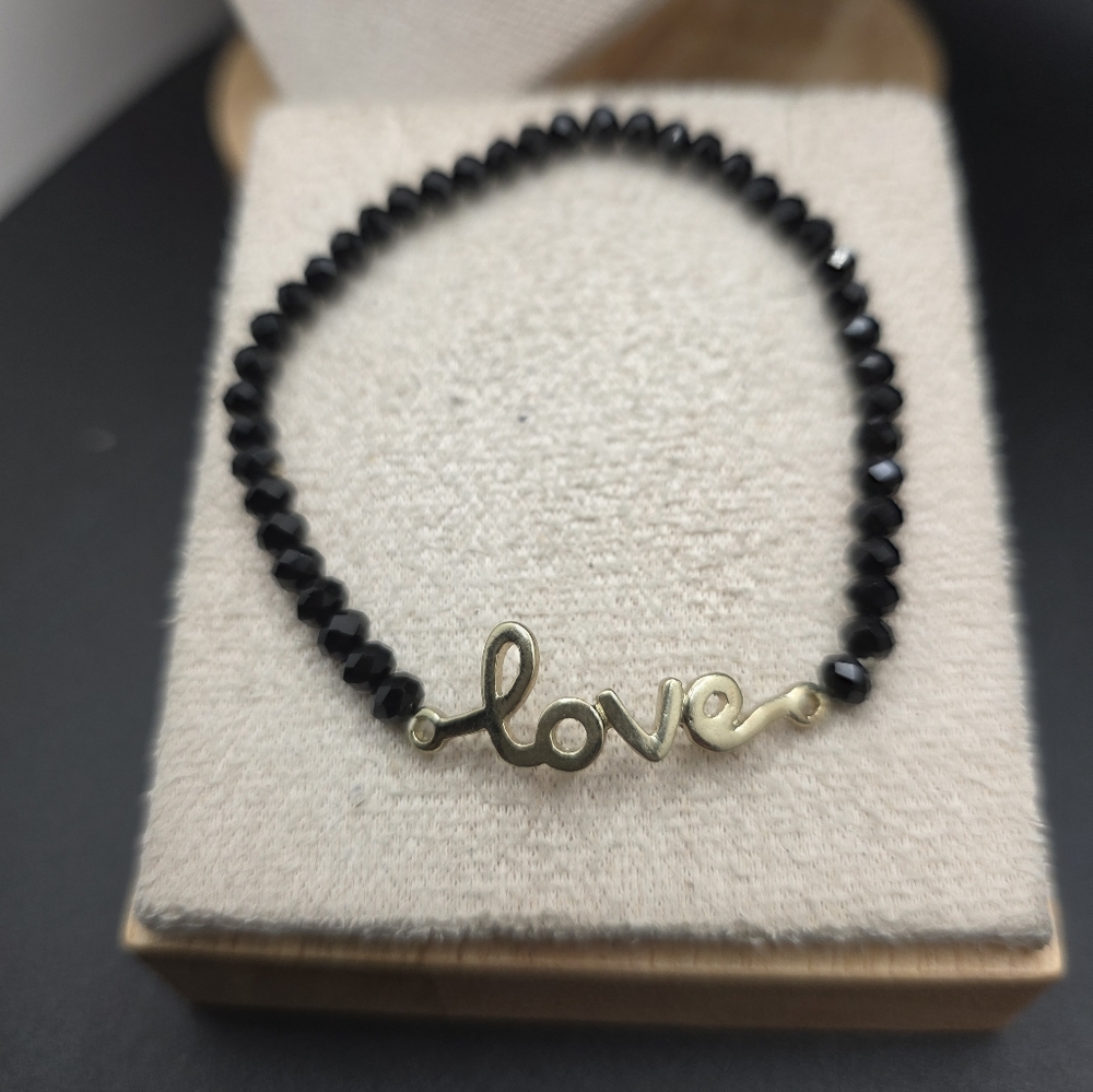 Gold and Black Beaded Love Bracelet (2341)